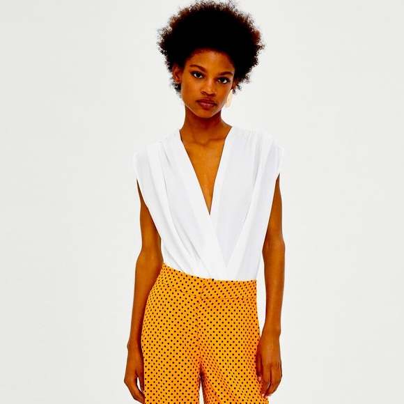 Zara Tops - Zara draped, low neck bodysuit, sz S